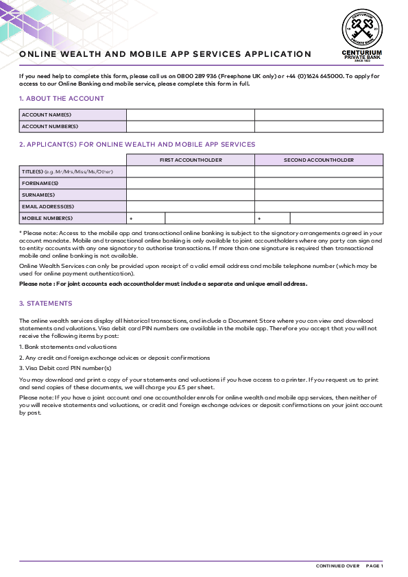 Online accesss application form