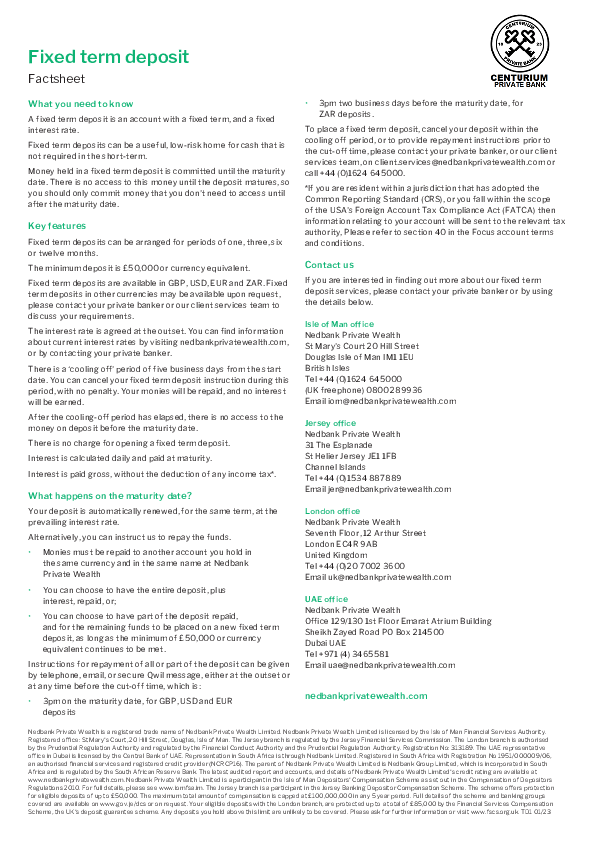 Term deposit factsheet