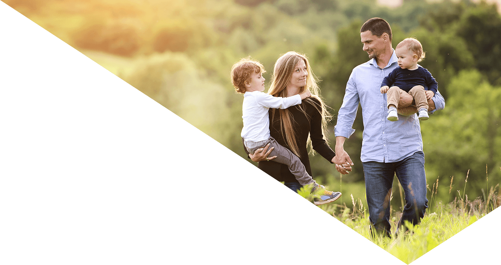Image showing a happy family walking in a field