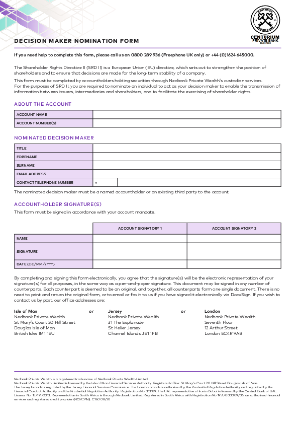 SRD II decision maker form