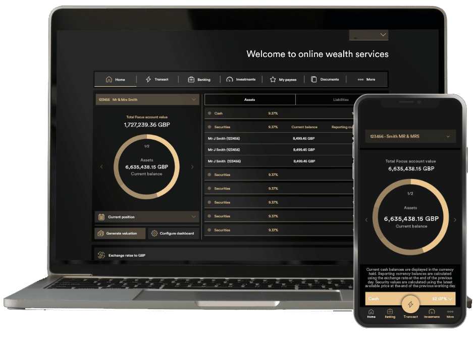 Image showing a laptop and phone with the Centurium Bank application