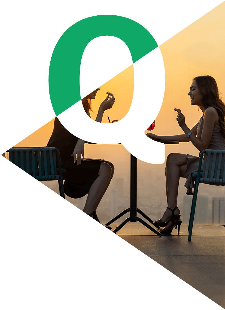 Image showing friends dining at sunset